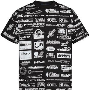 Louis Vuitton Black Allover-Logo Printed T-Shirt